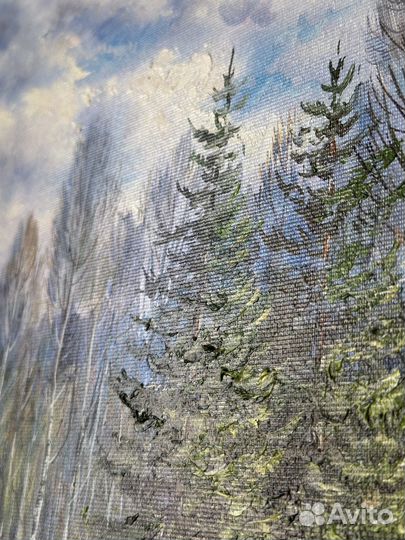 Картина маслом на холсте «Весенние проталины»