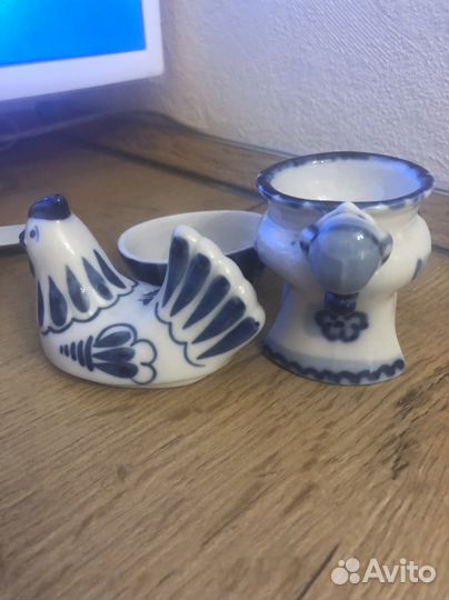 Гжель СССР Кузяево Чайные пары Зеленое стекло