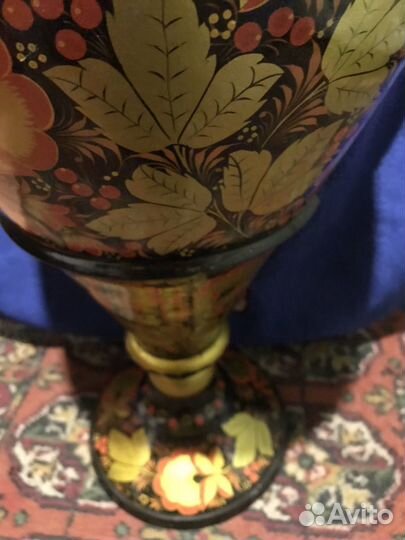 Ваза деревянная расписная напольная СССР