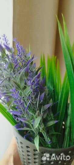 Искусственная трава, лаванда для декора