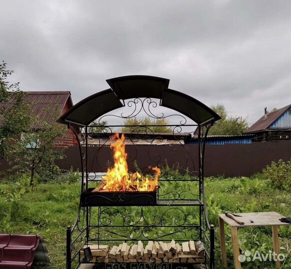 Мангал с печью под казан