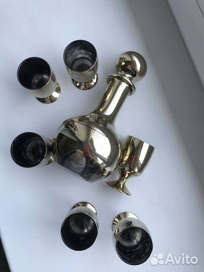 Стеклянный набор из 6 рюмок и графина