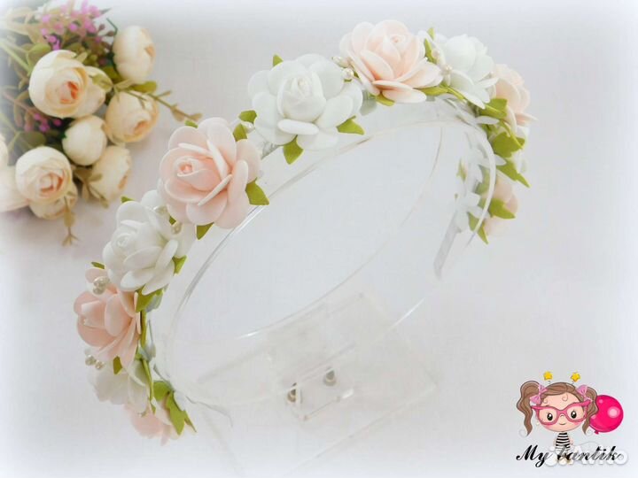 Ободок с цветами ручной работы