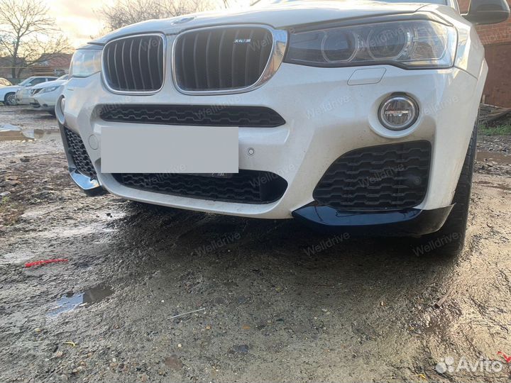 Клыки BMW X3 F25 LCI X4 F26 черный глянец