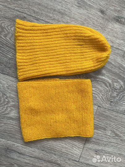 Шапка бини детская и снуд