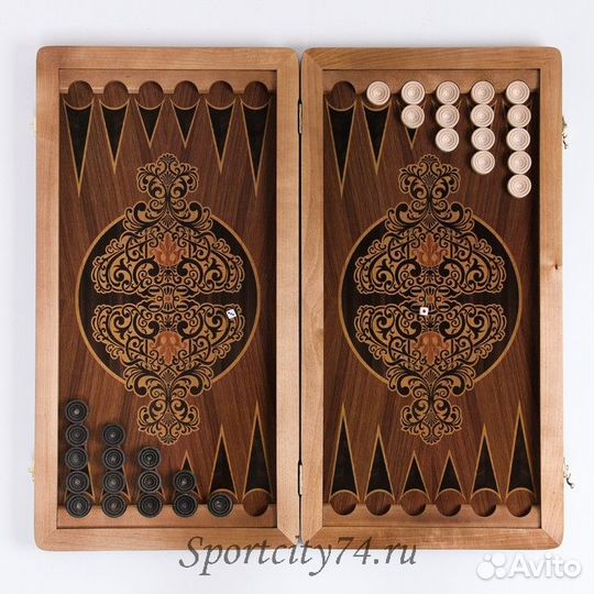 Нарды большие с кожаной вставкой Кроко микс