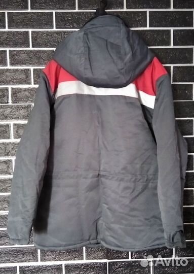 Куртка и полукомбинезон, зимний, серо-красный