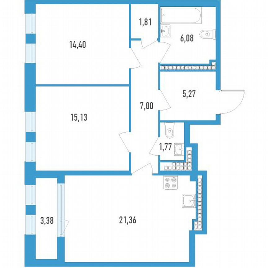 2-к. квартира, 74 м², 18/23 эт.