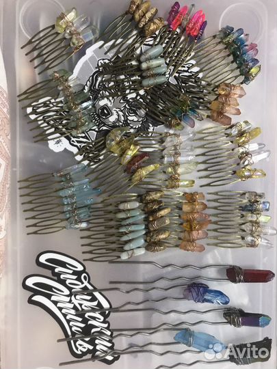 Украшение с кристаллами, заколка для волос