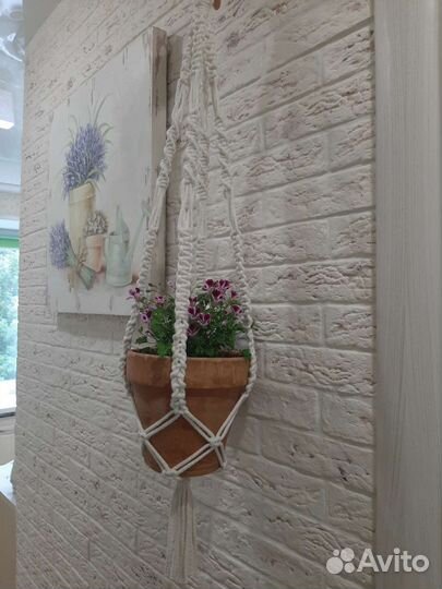 Кашпо макраме для цветов подвесное