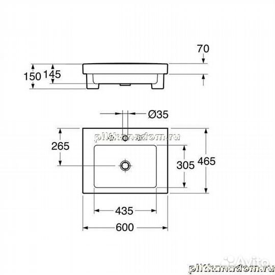 Gustavsberg Artic GB1146000101 4600 Раковина для установки на болтах, кронштейнах 60х46,5