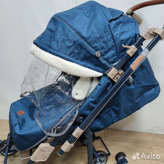 Санки коляска Ника 7-8 К синий меланж