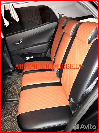 Чехлы Ssangyong Actyon из экокожи чёрно-коричневые