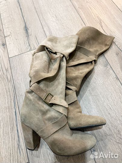 Сапоги замшевые stradivarius