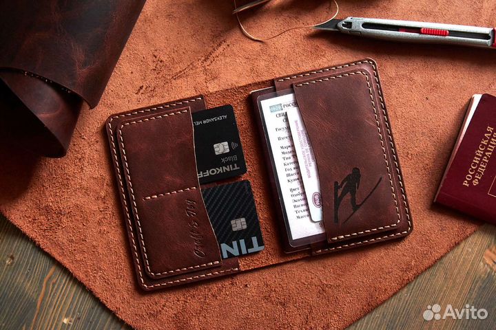 Обложка для документов натуральная кожа