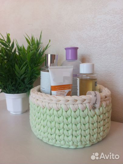 Корзина из трикотажной пряжи