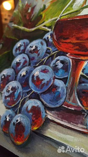 Натюрморт с вином. Масло