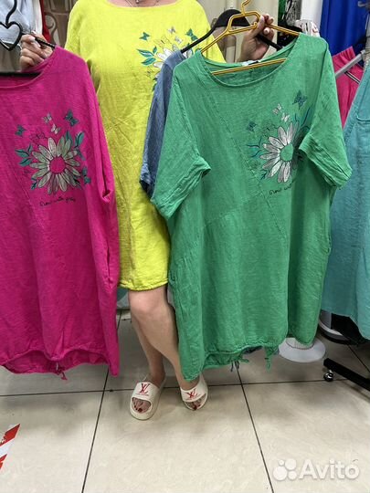 Платье яркое лен Италия