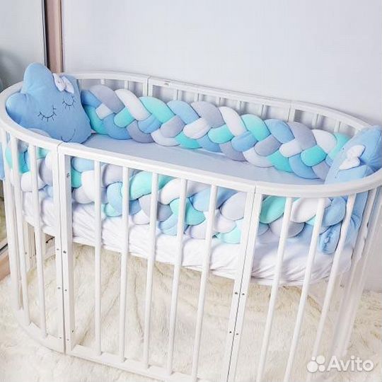 Бортики в кроватку мальчику косичка облачко