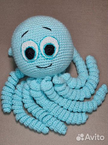 Вязаная игрушка для новорожденных детей осьминог