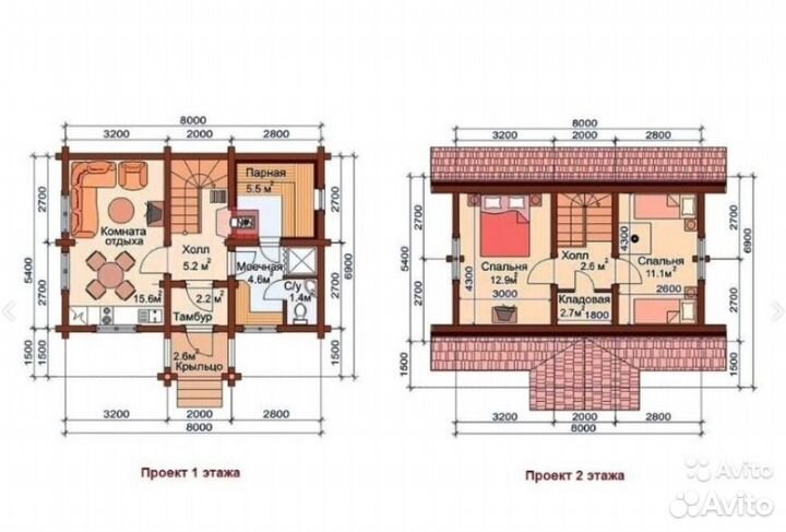 Сруб бани 5,4х8 из бревна