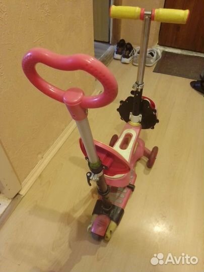 Самокат детский трехколесный с сиденьем