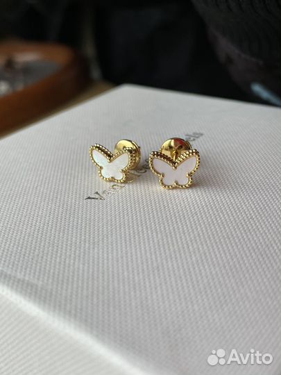 Серьги пусеты Van cleef Sweet Alhambra бабочки