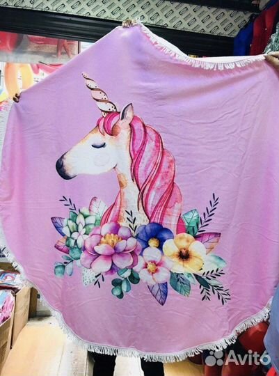 Плотенце покрыало пляжное единорог