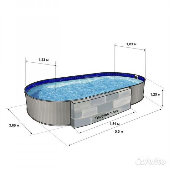 Каркасный бассейн Лагуна овальный