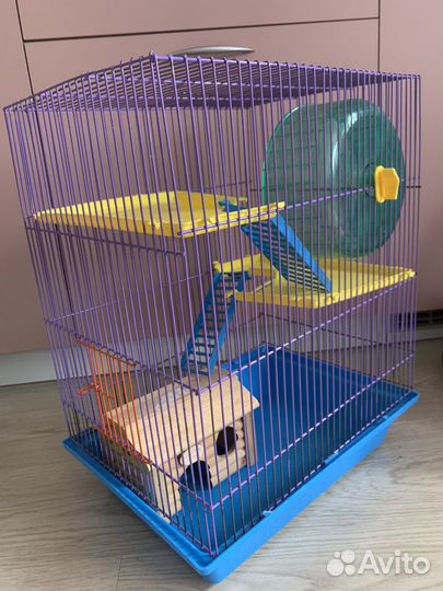 Клетка для хомяка, колесо/диск, миски, поилки