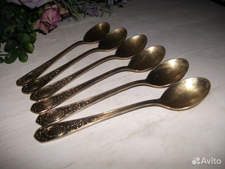 Ложки чайные винтаж СССР мельхиор серебро золото
