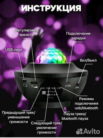 Ночник проектор звёздное небо новый