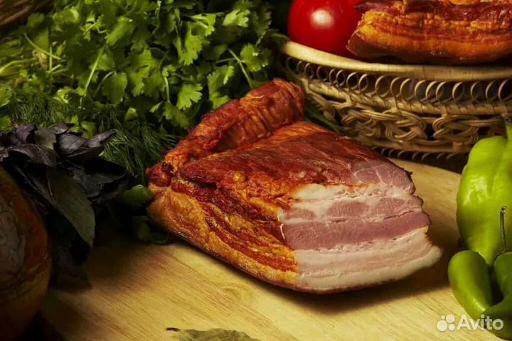 Свиная грудинка домашнего копчения