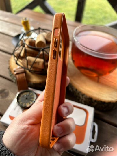 Чехол iPhone 14 Pro Max Кожа оранжевый