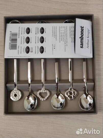 Sambonet ложки чайные серебристые набор 6 шт