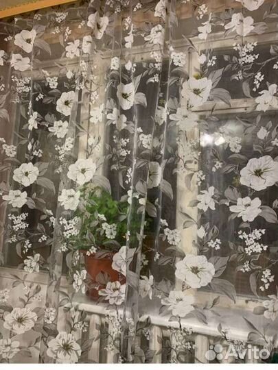 Тюль мрамор, белая 3-4-5 метровая, готовая