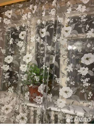 Тюль мрамор, белая 3-4-5 метровая, готовая