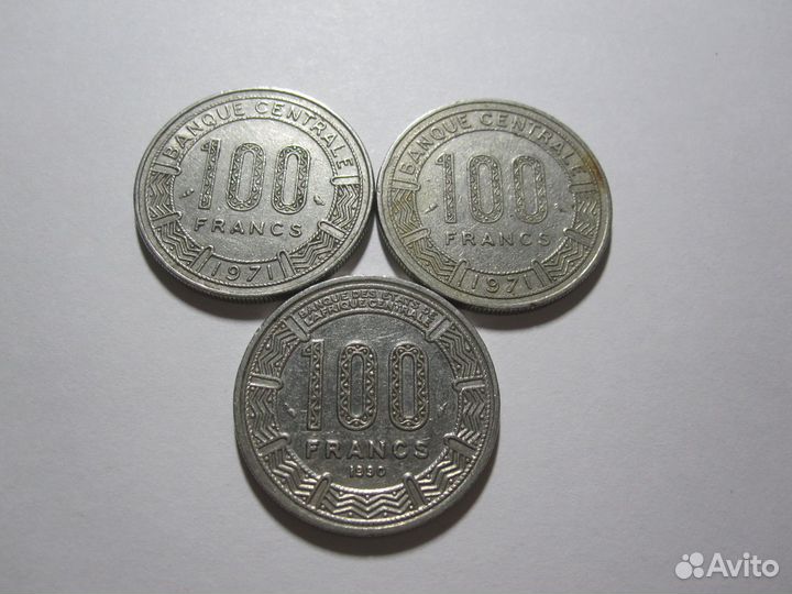 Центральная Африка 100 франков 1971-1990