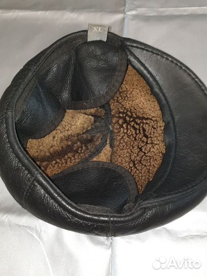 Мужская кожаная кепка зимняя