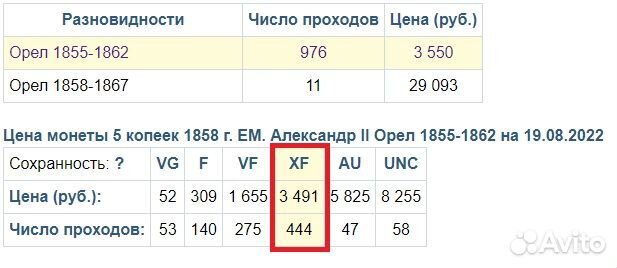 5 копеек 1858 г. ем. Александр II. Орел 1855-1862