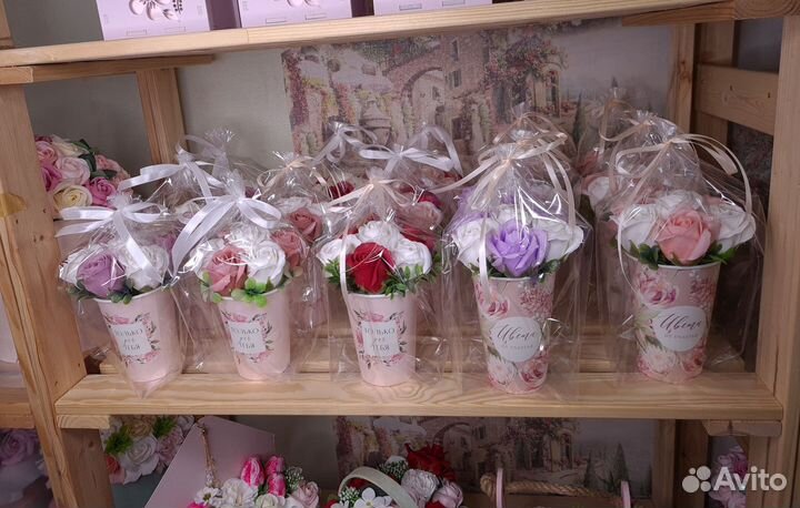 Розы из мыла мини букеты
