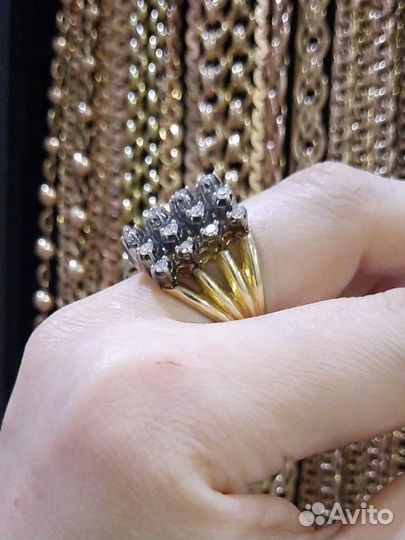 Золотое кольцо с бриллиантами дорожка 750пр