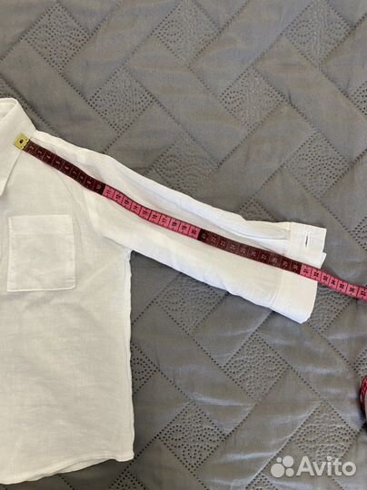 Льняная рубашка белая для мальчика размер 80