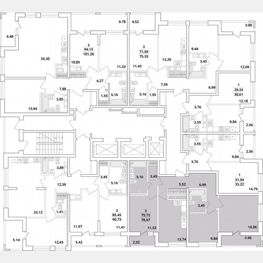 3-к. квартира, 80,1 м², 18/18 эт.