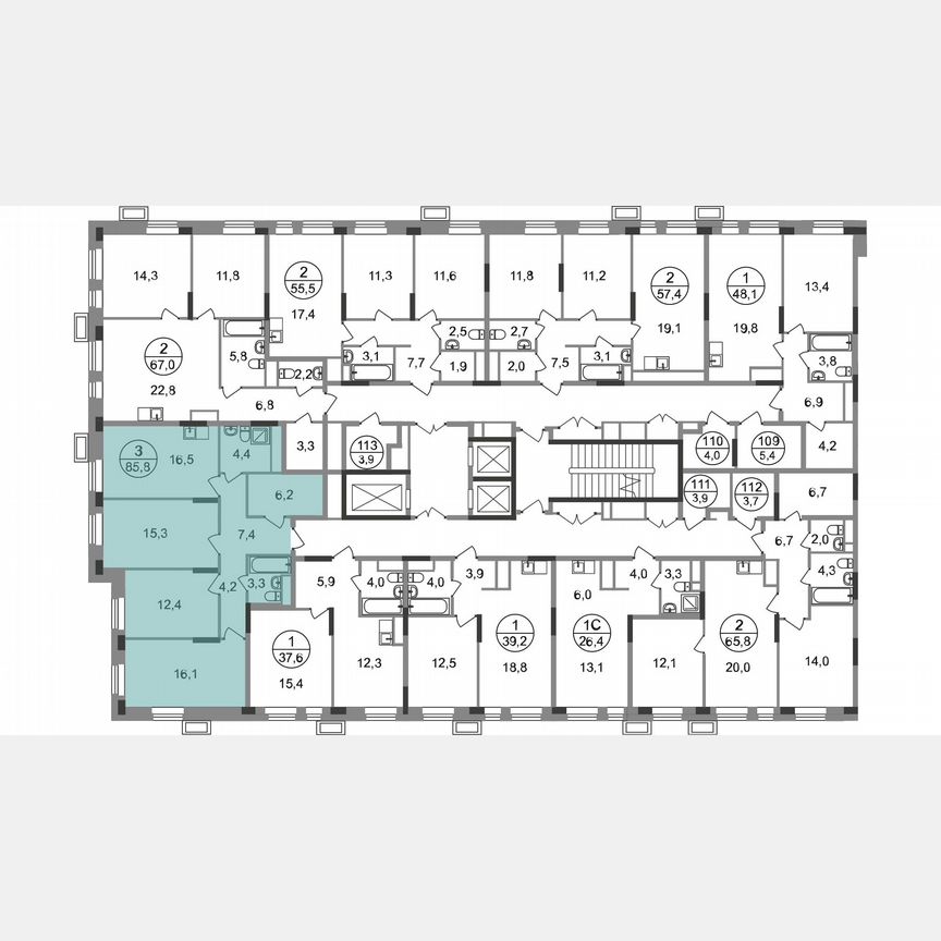3-к. квартира, 85,8 м², 4/19 эт.