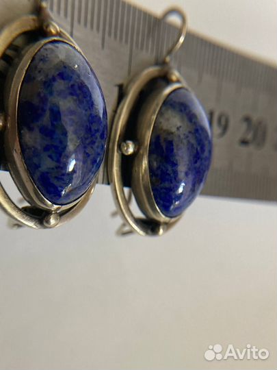 Предлагаются Винтажные крупные серьги. лазурит