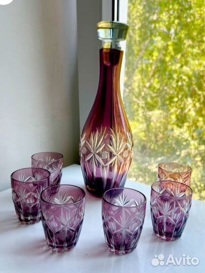 Ваза конфетница цветное стекло,чайная пара