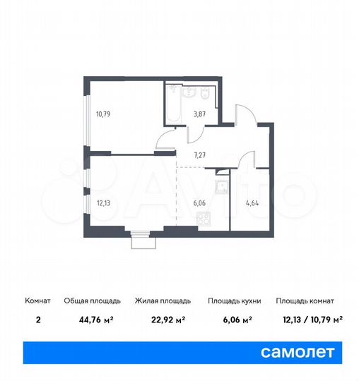 2-к. квартира, 44,8 м², 8/14 эт.