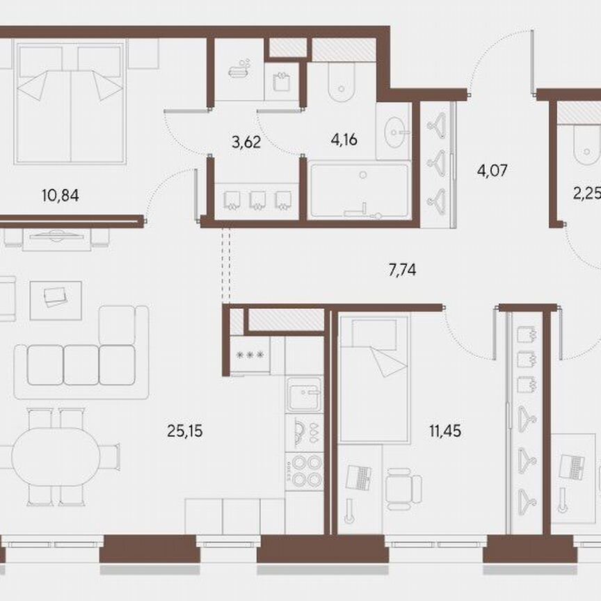 3-к. квартира, 87 м², 2/9 эт.