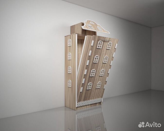 Подъемная откидная шкаф кровать домик детская Б-19